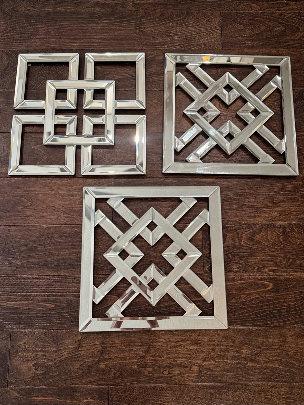 Modern Silver Geometric Wall Decor Set of 3